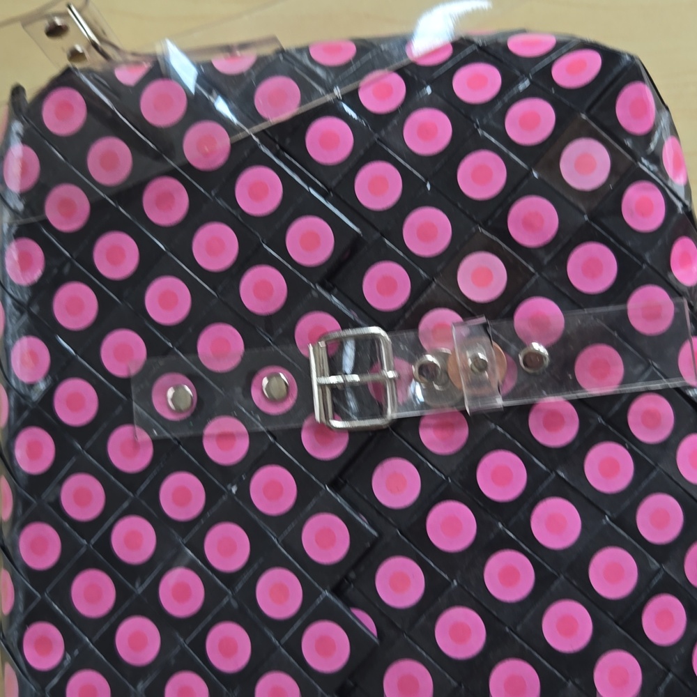 Rebagz Half The Sky Designs pink polka dot messenger/computer bag - Picture 9 of 16